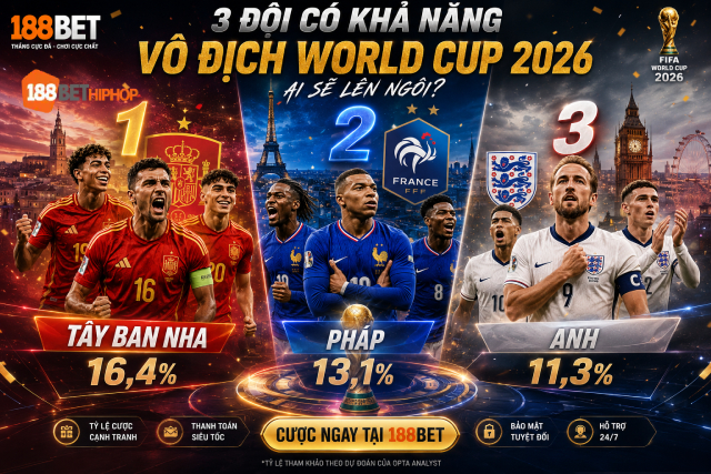 Chuyên gia 188BET CK đánh giá 3 đội có khả năng vô địch World Cup 2026